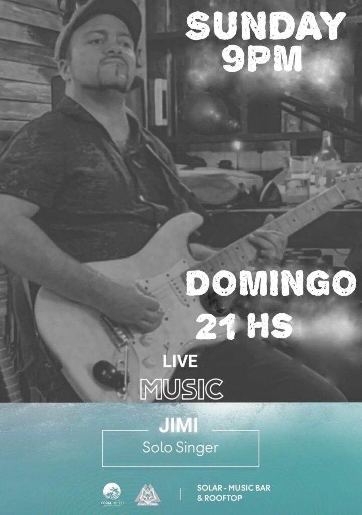 Noches de domingo en Solar Music Bar & Rooftop: musica SOUL · BLUES · JAZZ · REGGAE · POP · ROCK · FUNK con Jimi Taylor